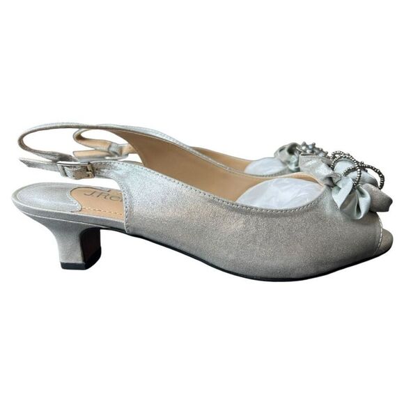 NEW J. Renee Women’s Leonelle Silver Open Toe Sling Heel 7WW - Picture 5 of 7
